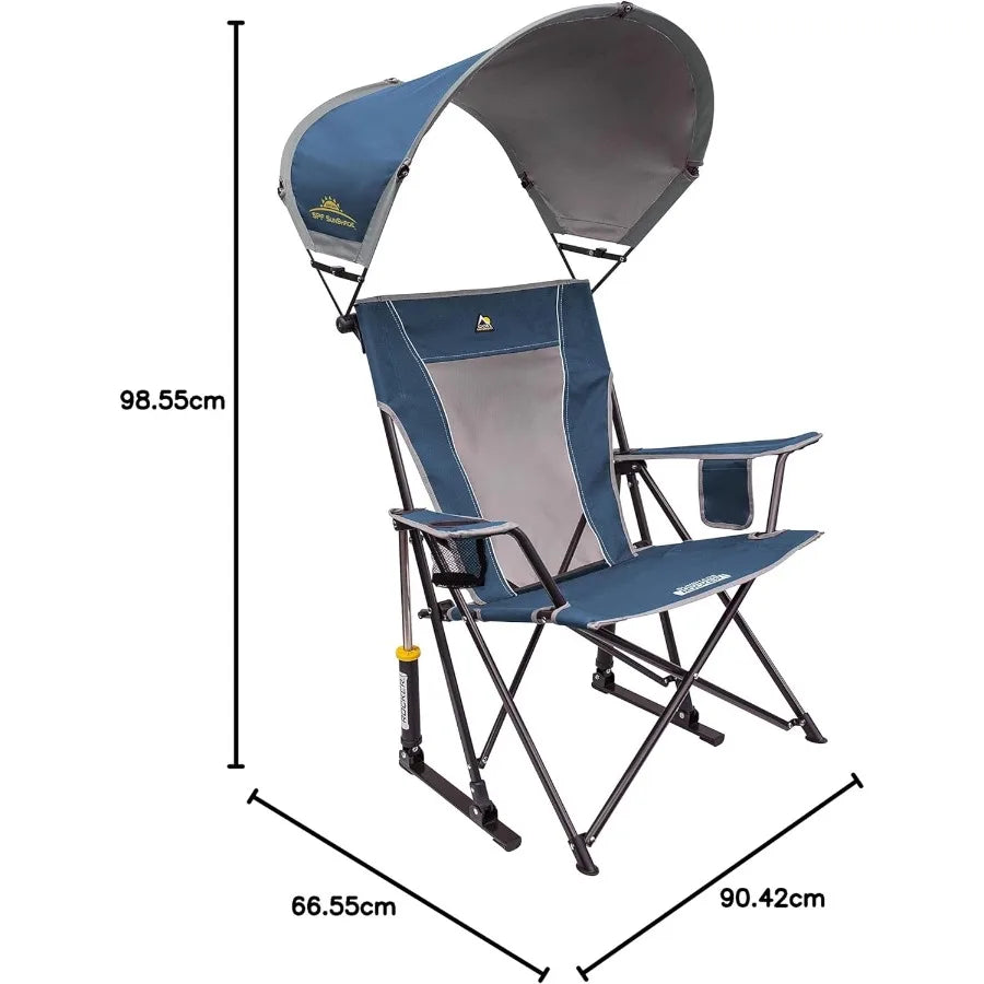Sunshade Rocker Outdoor Rocking Chair with Canopy for Patio Garden and Deck Provides Comfortable Seating and UV Protection with
