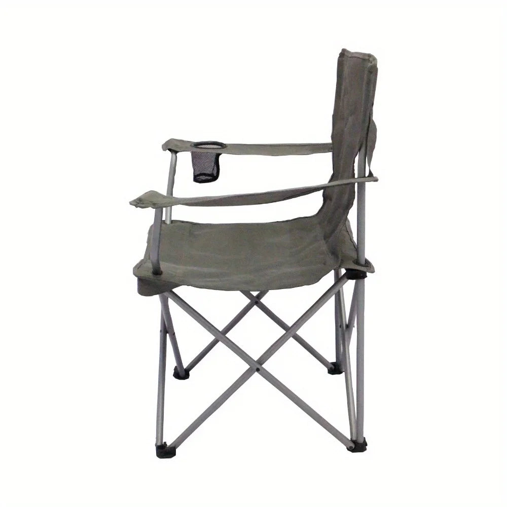 Classic Adult Folding Camp Chairs with Mesh Cup Holder, Set of 4