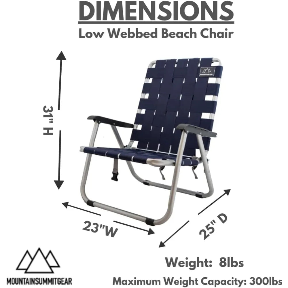 Low Webbed Beach Chair with Backpack Straps - Portable Lightweight Seating for Outdoor Adventures, Beach Days and Camping by Cad